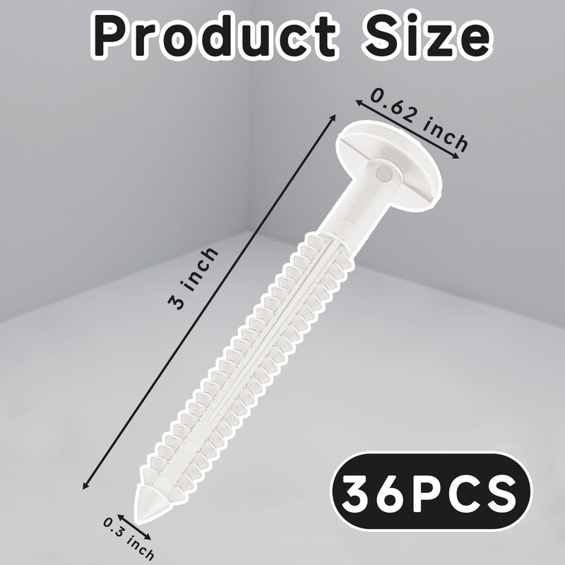 Vinyl Shutter Fasteners 3 Inch White Screws Exterior Hardware Spikes 36 PCS gallery