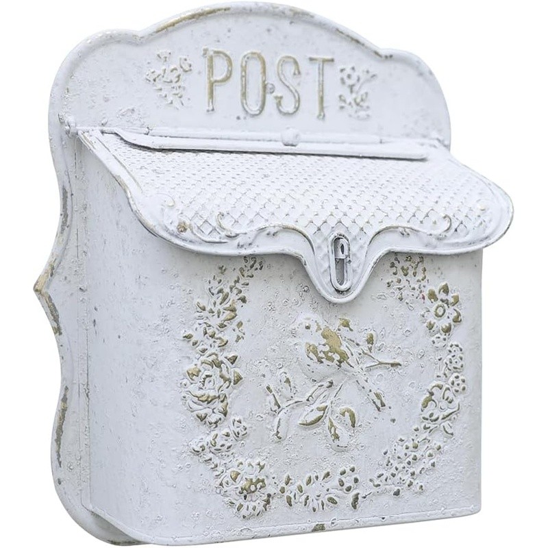 Lockable Wall-Mounted Mailbox Outdoor Decorative Iron Box Letters Parcels Gifts
