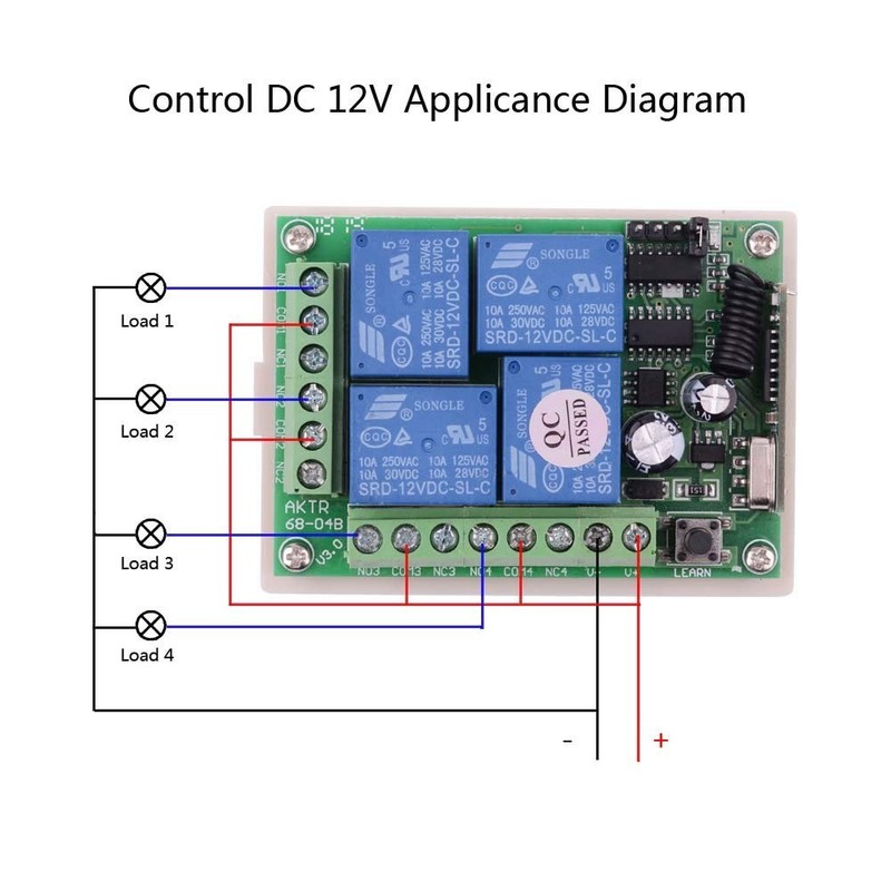 DC 12V Remote Control Switch 4 Channel Universal 433Mhz Momentary Wireless gallery