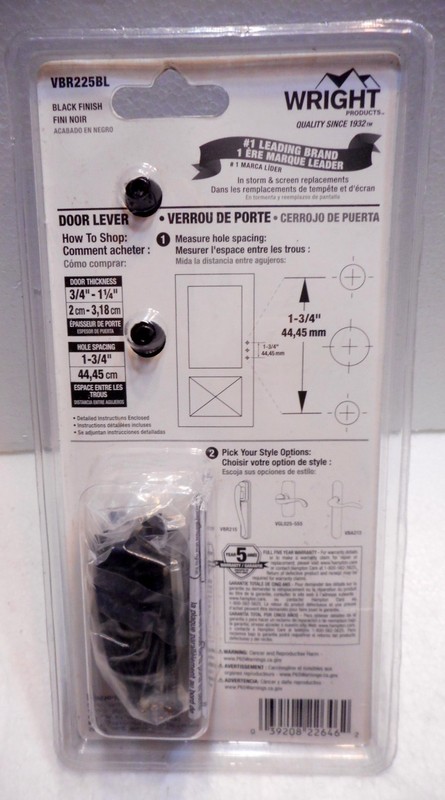 Wright Premier Screen & Storm Door Lever Black Handle VBR225BL gallery