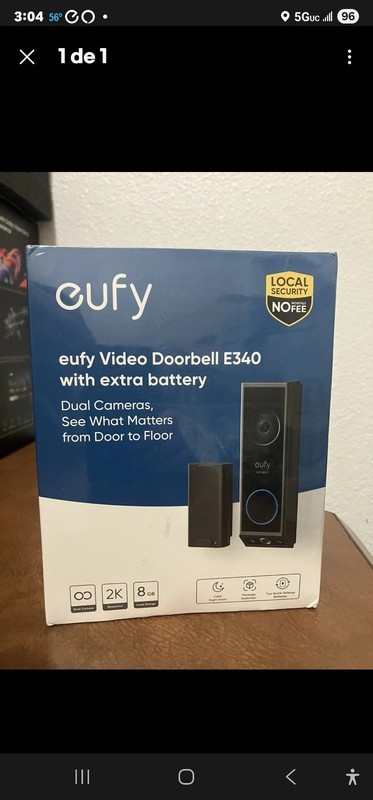 eufy Security E340 Video Smart Doorbell With Extra Battery – Black