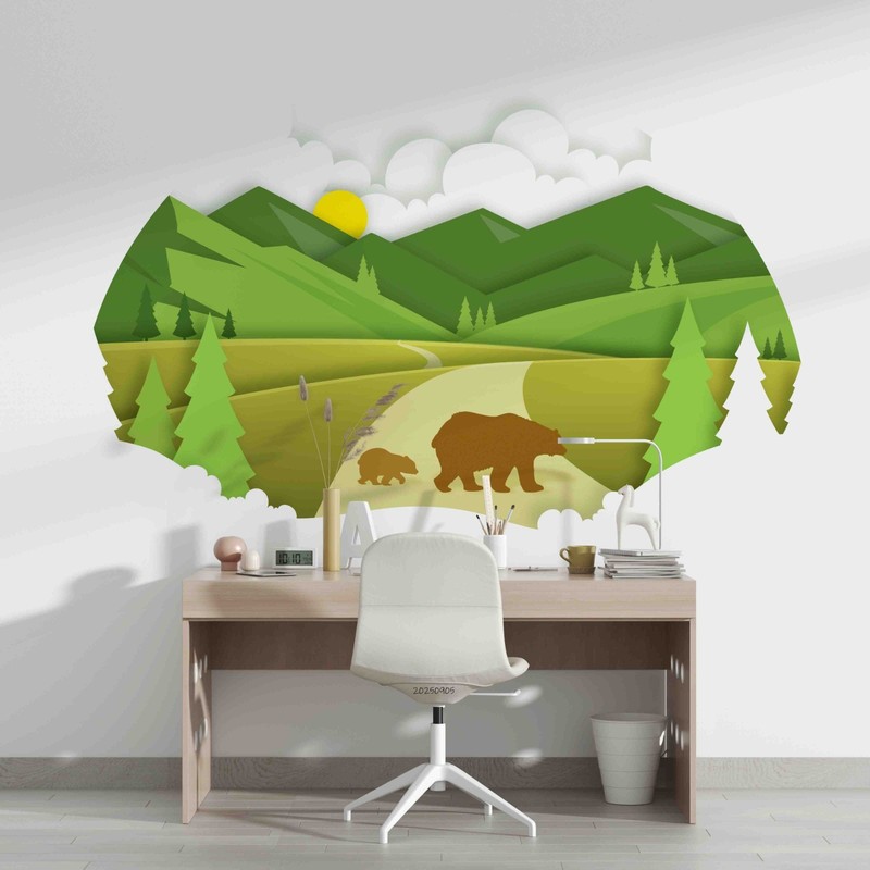 3D Environmental Concept Paper Self-adhesive Removeable Wallpaper Wall Mural