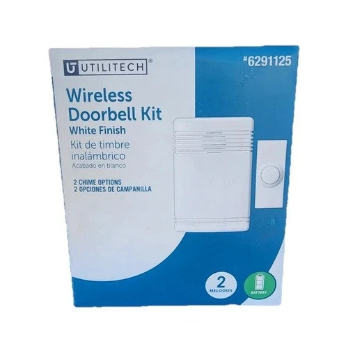 Utilitech Wireless Doorbell Kit Sensor 2 Melodies White Finish #6291125
