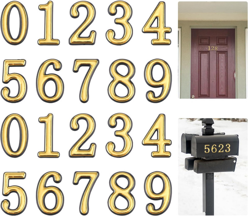 20Pcs 2 Inch Mailbox Numbers for Outside, 0-9 Gold Mailbox Numbers Self Adhesive gallery