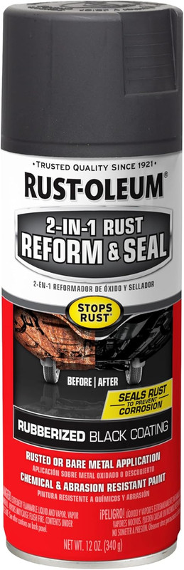 344713 Automotive 2-In-1 Rust Reform & Seal Spray, 12 Oz, Flat Black