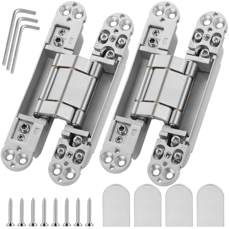 Upgraded Invisible Door Hinges (2 pcs) -6 Inch Sliver Hidden Hinges for Doors…