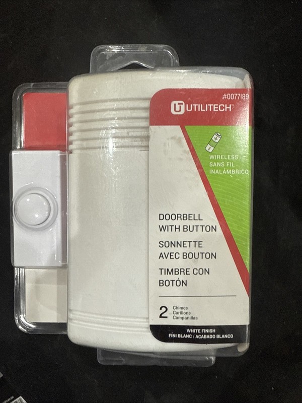 Utilitech Wireless Doorbell With Button 2 Chimes New in box