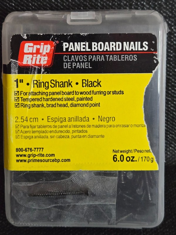 Grip Rite ~ Panel Board Nails 1" Ring Shank, BLACK 6oz. Appr. 358 Nails gallery