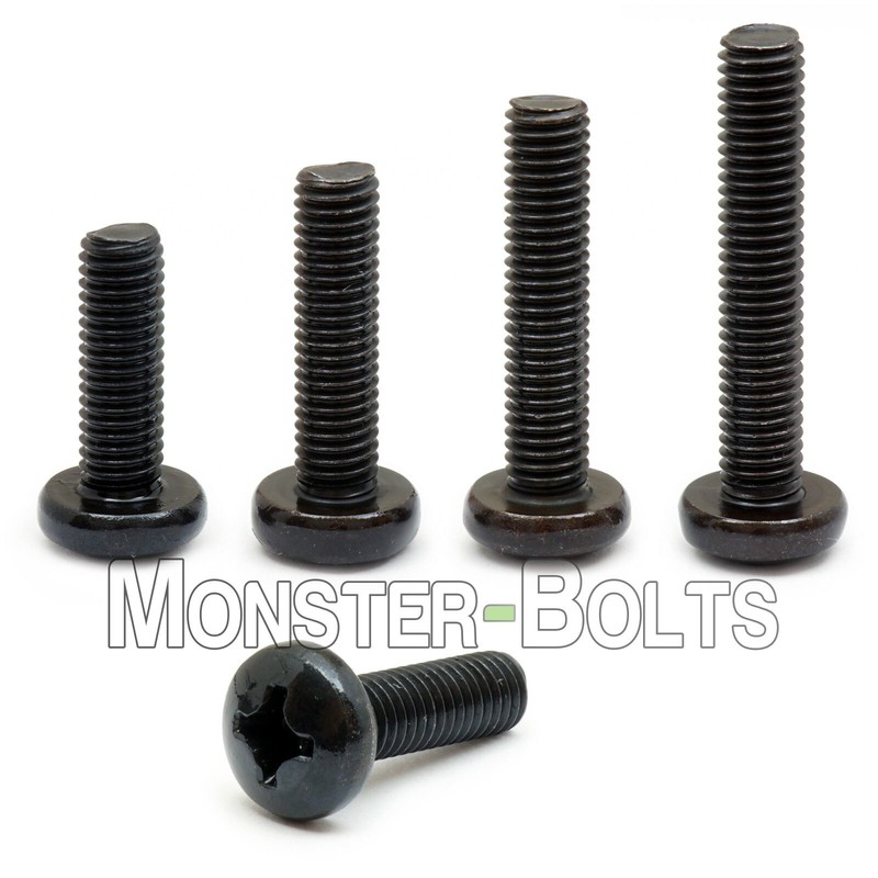 #4-40 Phillips Pan Head Machine Screws, Steel w/ Black Oxide Coarse SAE US Inch