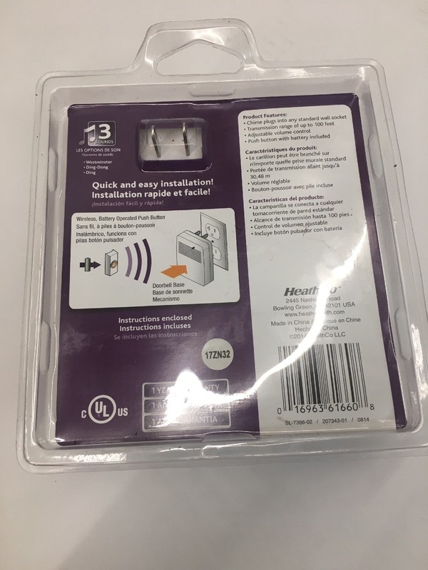 Heath Zenith SL-7366-02 Wireless Plug-In Door Chime Kit 100ft White New gallery