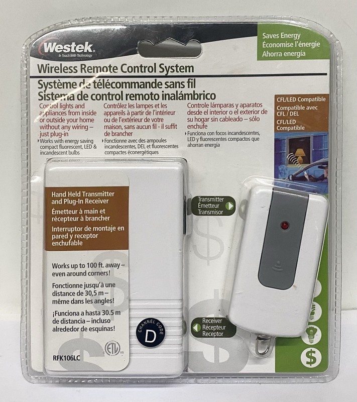 Westek Wireless Remote Control Wall Mounted Switch & Plug in Receiver RFK106LC