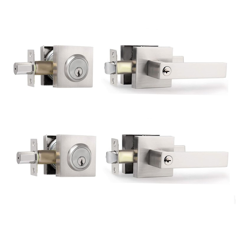 Heavy Duty Keyed Combo Lockset Satin Nickel Adjustable Backset 1-3/8-1-3/4″