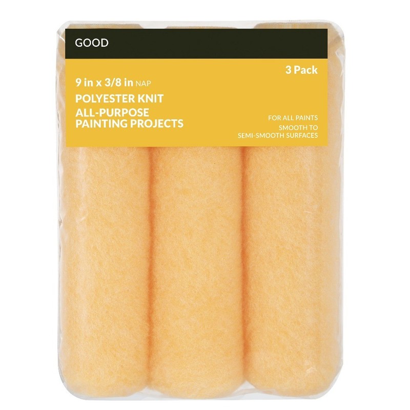Knit Polyester Roller Cover 9 Inch x 3/8 Inch Nap 3 Pack