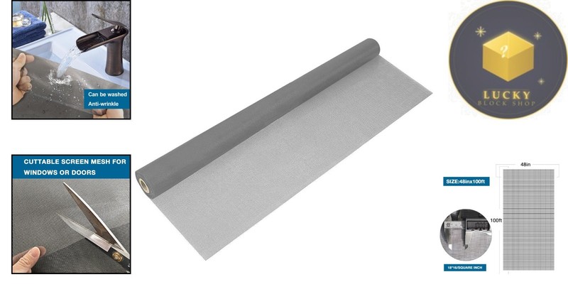 Durable Gray 48"x100' Window Screen Roll - Bug Protection for Doors & Windows gallery