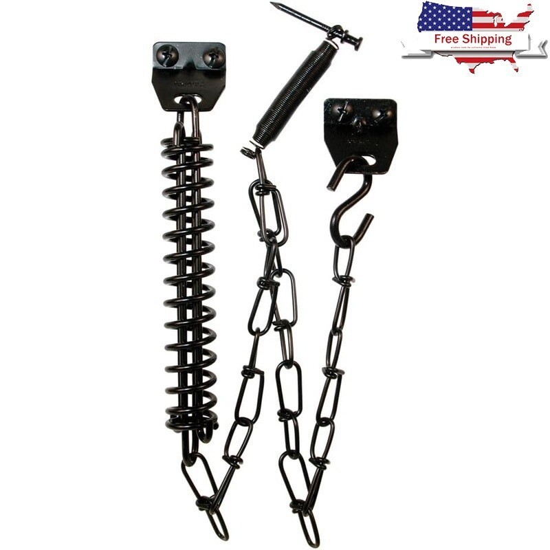Storm Door Protector Chain & Spring Mounting Hardware Easy Install Black Finish