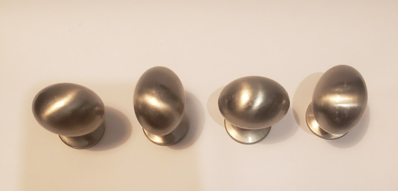 BRUSHED NICKEL OVAL FOOTBALL SHAPED SOLID CABINET DRAWER DRESSER PULL 11 KNOBS