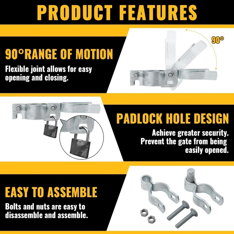 VIVIDA 1-3/8 Chain Link Gate Hinge Kit, Include Male & Female Gate Hinge, 1-... gallery