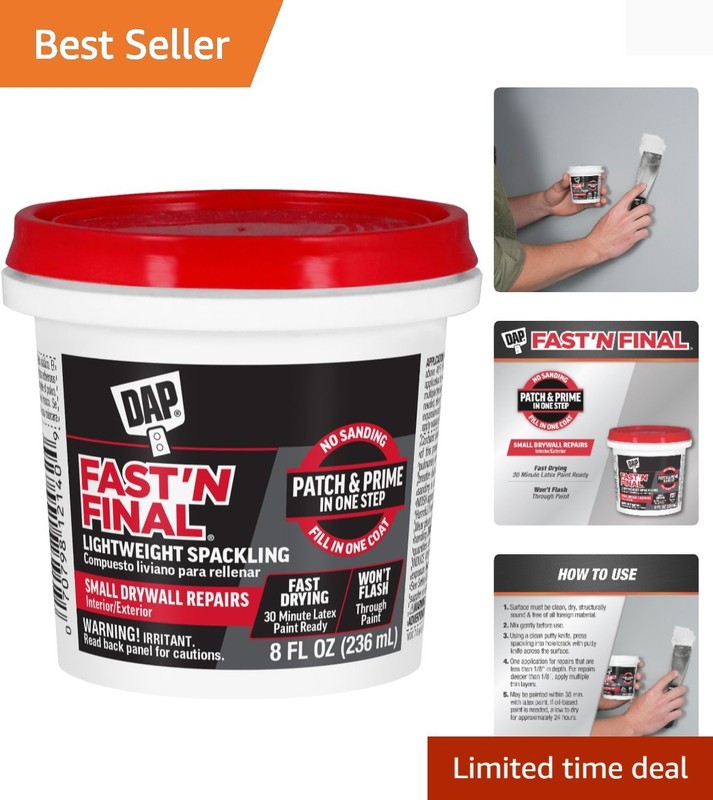 Fast-Drying 8 Oz Lightweight Spackling for Interior & Exterior Repair