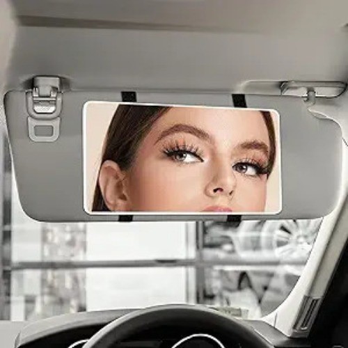 Sun Visor Vanity Mirror, Automotive Makeup Sun-Shading Mirror wit Color: White