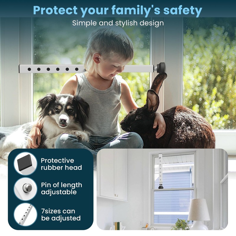 Window Security Bars 1 Pack Adjustable 11"-18" Child Safety Anti-Theft White gallery