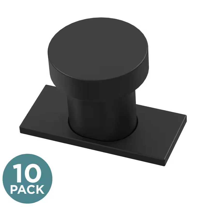 (10-Pack) Geometric Square Backplate 1-3/4 In. (45 Mm) Modern Matte Black round