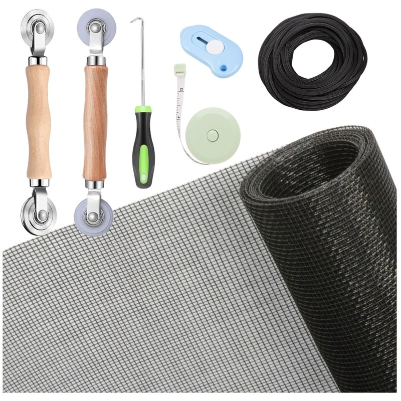 Fiberglass Mesh Screen Repair Kit with Rolling Tool