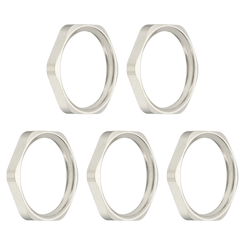 5Pcs NPT Cast Pipe Fitting Hex Locknut Nickel Plated Copper NPT1/2