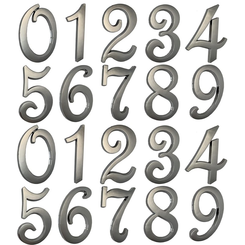 3 Inch Mailbox Numbers Self Adhesive House Apartment Hotel 3x2inch, Silver