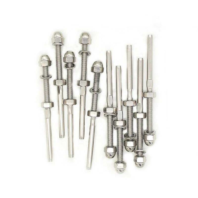 Jingyi Cable Railing Swage Threaded Stud Tension End Fitting 3/16inch, Silver