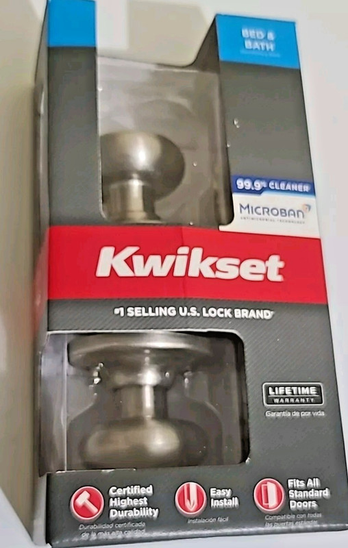 Kwikset Contemporary Privacy Knob In Satin Nickel Bed And Bath Microban.