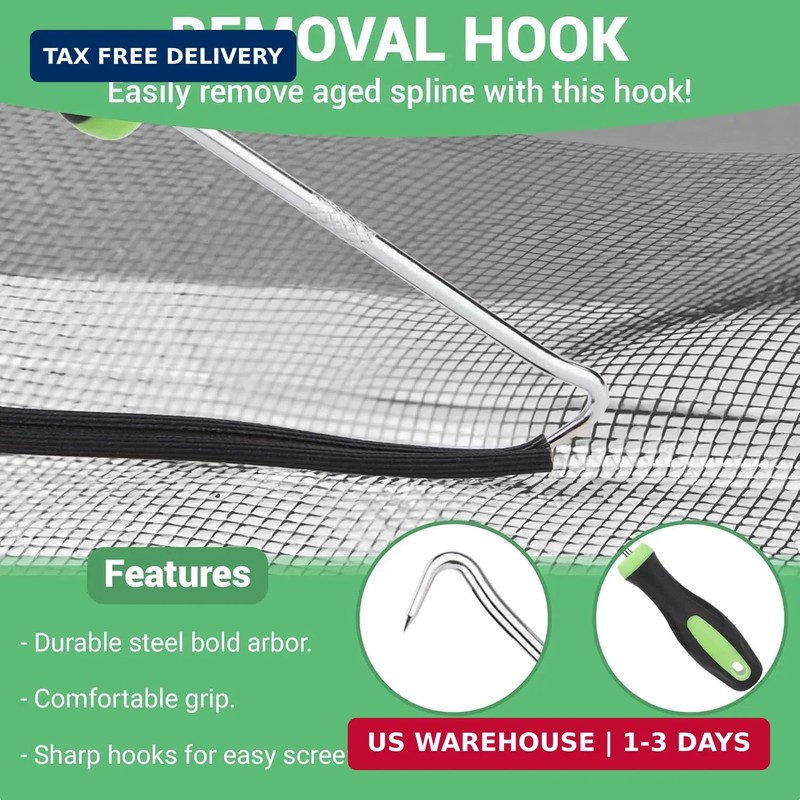 Screen Repair Kit, 32 ft Screen Retainer Spline, Spline Steel Roller, Removal Ho gallery
