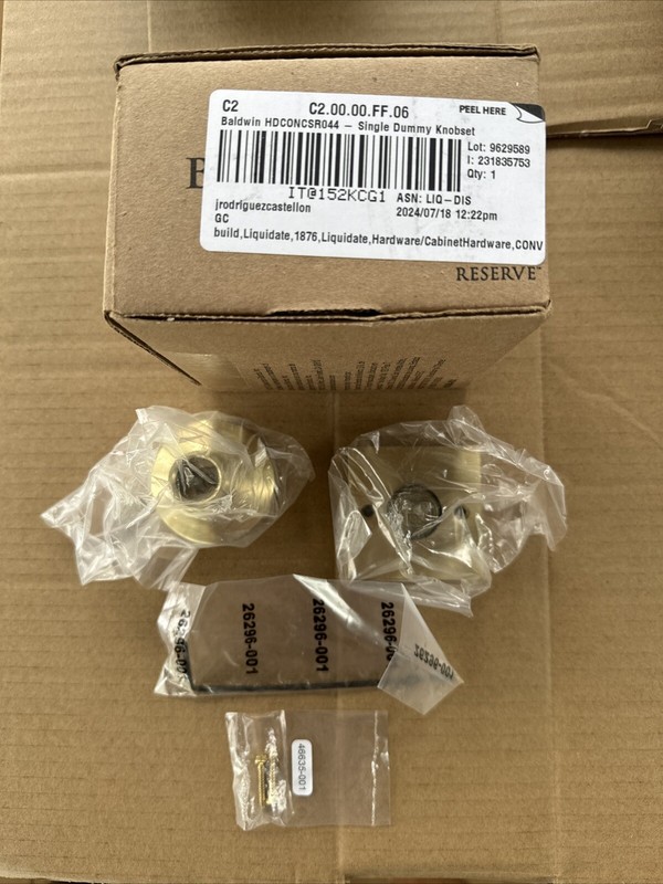 Baldwin HDCONCSR044 Brass Square Single Dummy Knobset