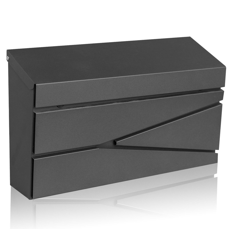 Large Capacity Wall Mount Mailbox – Rust-Proof Black Steel, Modern Design