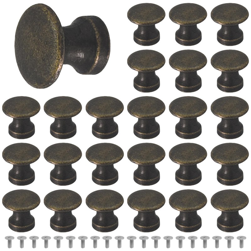25PCS Mini Cabinet Knobs, 1/2 Inch Vintage Antique Dresser Knobs, Small Drawer K