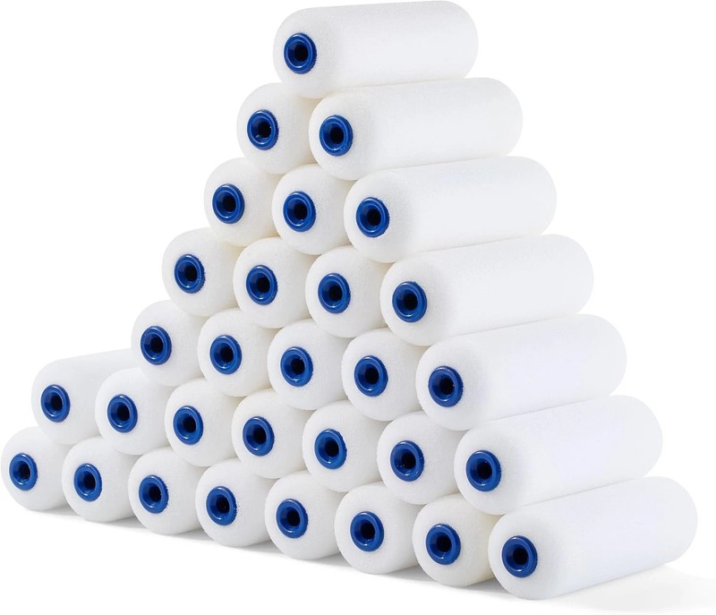 30 Pack Paint Roller Cover, 4 Inch High Density, Foam Roller, Synthetic Fibers