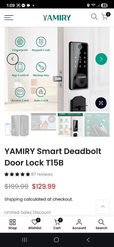 Yamiry Smart Lock Keyless Entry, Digital, Front Door Deadbolt gallery