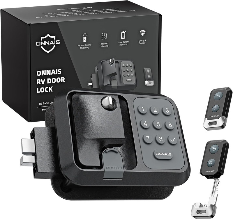 Full Metal RV Keyless Entry Door Lock with Password & Remote, Fits Most Trailers