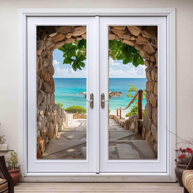 Beach Door Decal – Privacy For Glass Doors or Solid Door Wrap – Up to 36×80
