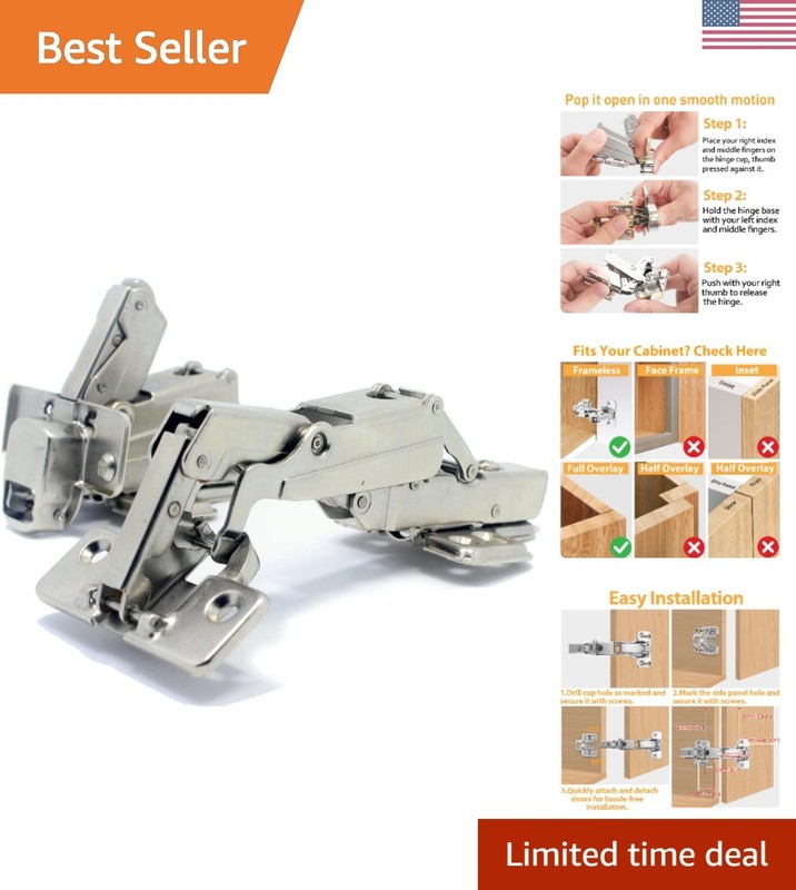 Durable Stainless Steel Concealed Cabinet Hinges for Modern Interiors (Set of 2)