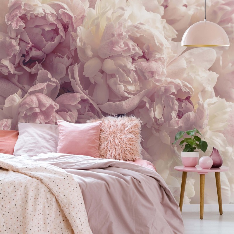 3.12×2.19m Wall mural Pink Peonies Floral photo wallpaper nature dining room