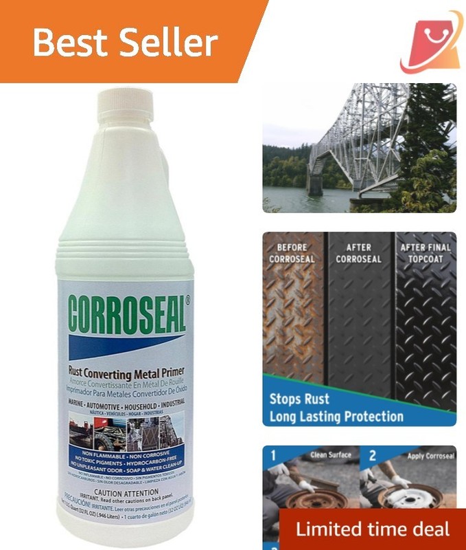 Water-Based Rust Converter Metal Primer 1 Qt Rust Treatment Protects Metal