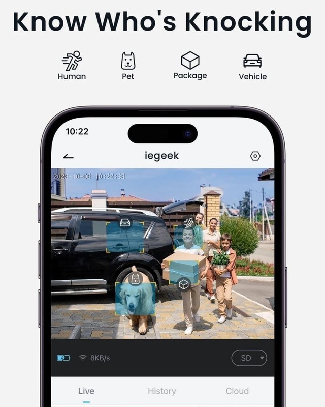 ieGeek 2K Video Doorbell Camera Human Detection WiFi Smart Home Chime Bell,Alexa gallery