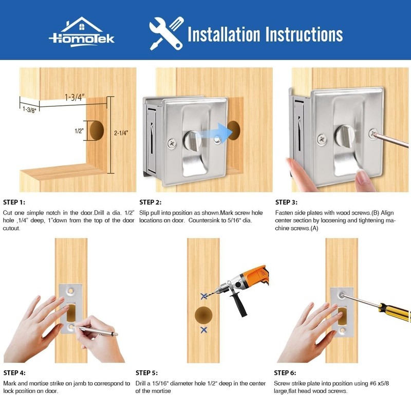2 Pack Privacy Pocket Door Lock Hardware with Pull - Replace Old Or Damaged S... gallery