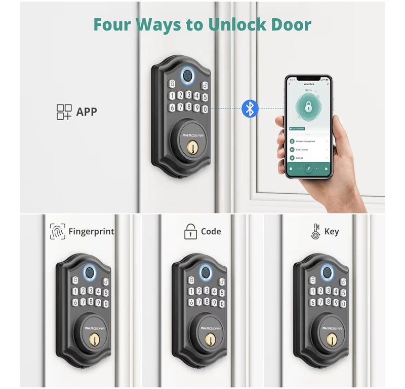 DS10 Pro Keyless Entry Door Lock with APP Control - Fingerprint Matte Black gallery