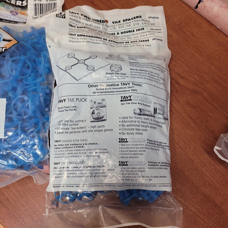 2 PACK - Tavy 3/16" 5mm Blue Tile Spacers 200 Total Units 1 Bag = ~90 Tiles gallery
