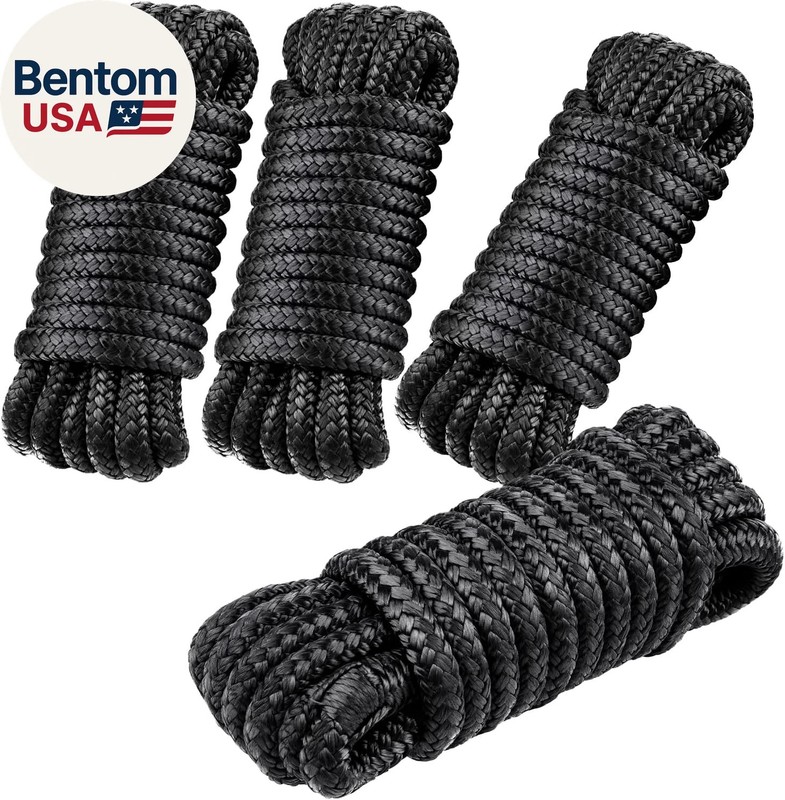 4 PCS 3/8 in × 15 FT Boat Dock Lines, Nylon Dock Line Double Braided, Boat Rope