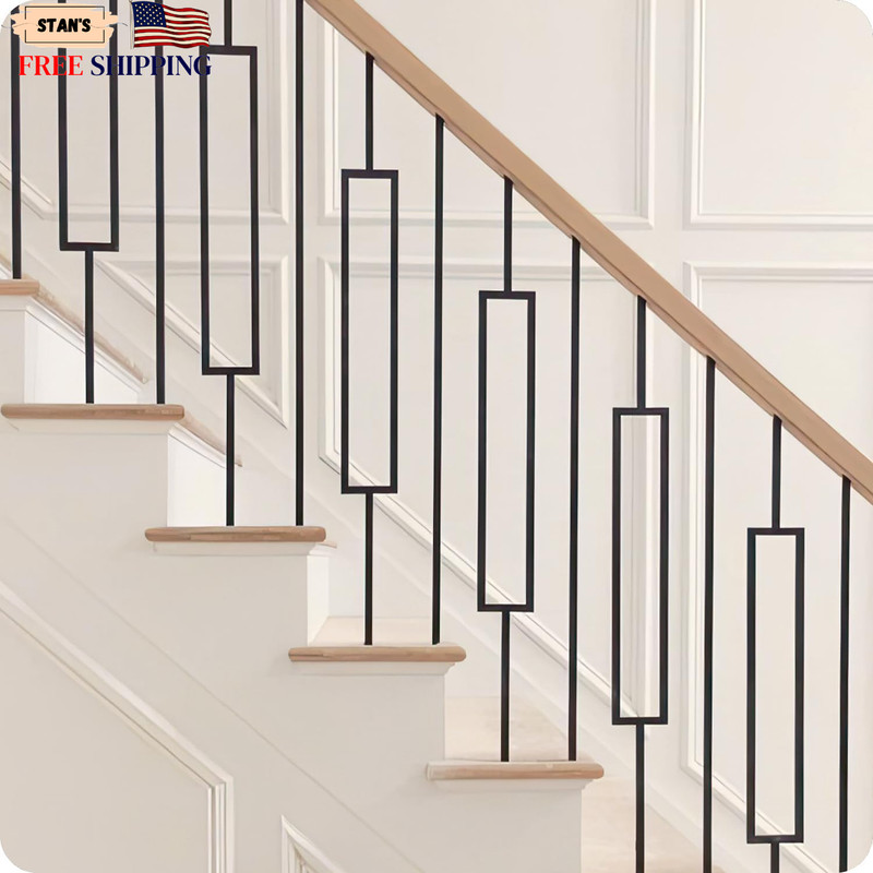 30Pack Wrought Iron Balusters 44 Inches Deck Balusters Combine 1/2″ Square Pl…