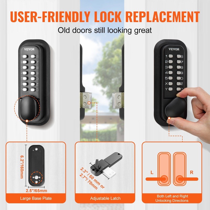 Stainless Zinc Keyless Entry Lock 14-Digit Keypad for Gate or Garage Door gallery
