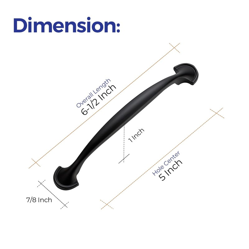 30 Pack Solid 5 Inch Rounded Foot Arch Black Curved Cabinet Pulls and Drawer ... gallery