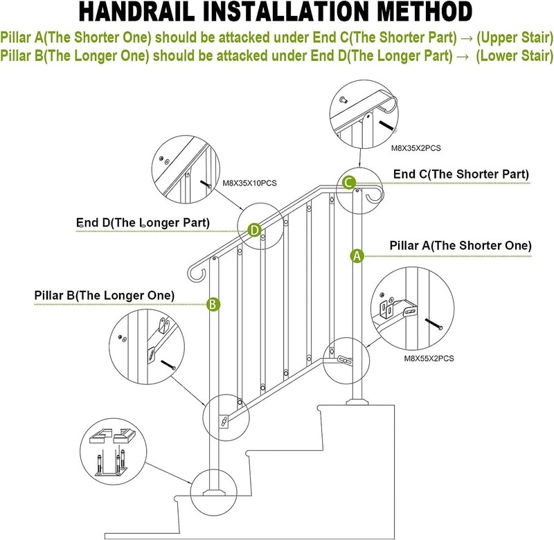 Adjustable Handrails for Outdoor Steps Picket #2 for 2 or 3 Mattle Wrought Iron gallery